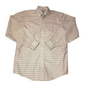 LL BEAN BUTTON SHIRT SZ 15 34 BLUE WHITE PLAID TRADITIONAL FIT COTTON MENS